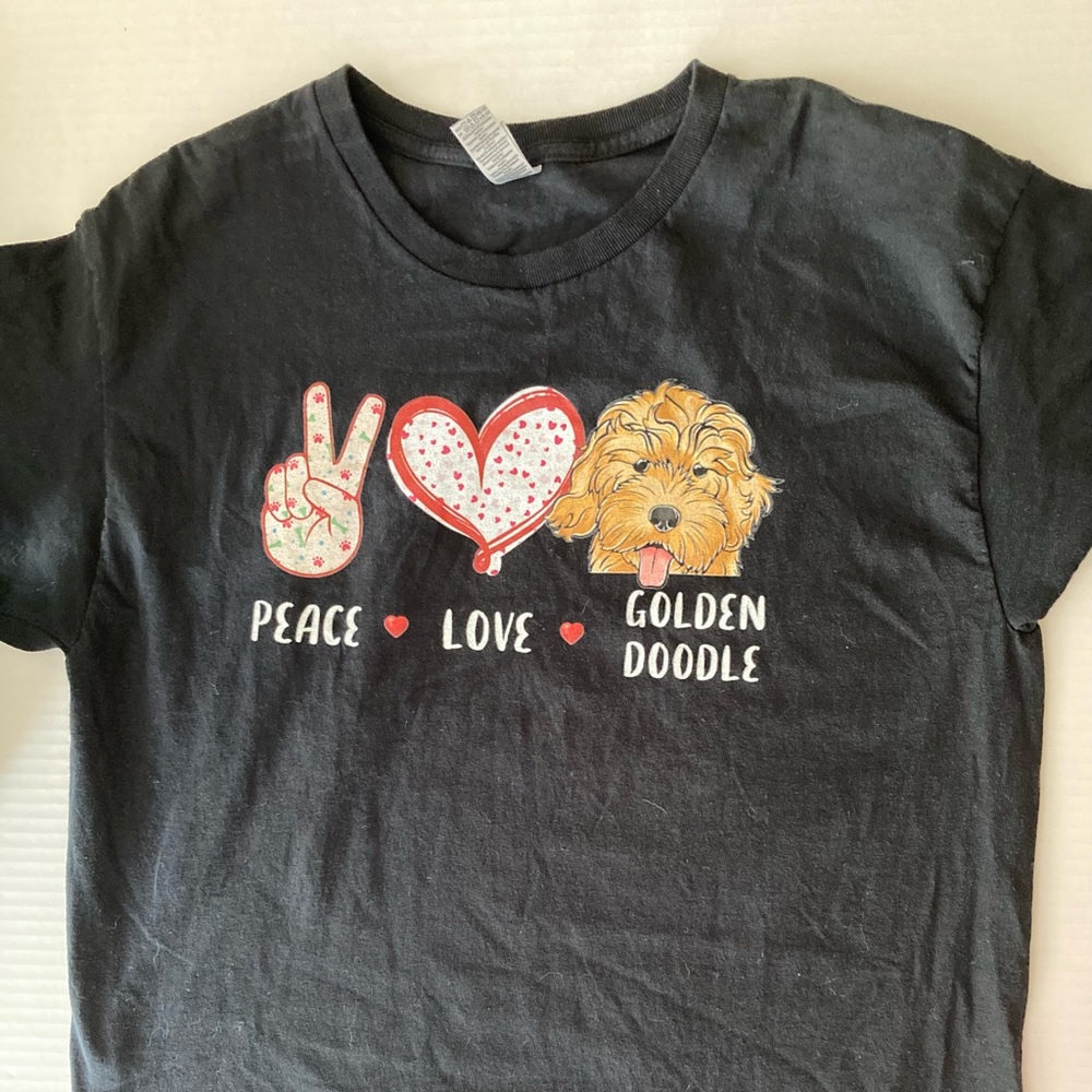Large - Peace Love Golden Doodle - t-shirt